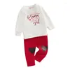 Clothing Sets Baby 2 Piece Outfit Letter Print Long Sleeve Sweatshirt And Heart Elastic Pants Set For Born Fall Clothes