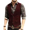 Men's Suits Brown Green Black Burgundy Herringbone Suit Vest V-neck Wool Tweed Casual Official Business Wedding Groom