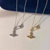 Designer Lin Zhou Pin Full Diamond Saturn Chain Colar Feminino Brilhante Full Diamond Pin Stacked Chain Collar Chain