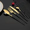 Dinnerware Sets Black Western Set Stainless Steel 16Pcs Tableware Cutlery Fork Knife Spoon Flatware Silverware Service For 4