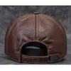Manlig äkta läderkohud 56-60 cm svart/bruna baseballmössor örntryck för man casual street gf gorras pappa hatt 240319