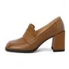 Jurk Schoenen Elegante Vrouwen 8 Cm Hoge Hakken Echt Leer Smallhut 2024 Lente Zwart Bruin Party Mode Dames Vierkante Neus pompen