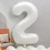 Party Decoration 32Inch White Number Balloons For Birthday Foil Stora leveranser Jubileum bröllop Ins PO