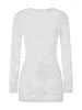 Casual Dresses Women s bodycon Lace SeaThrough Dress Crew Neck Long Sleeve Tight Short Mini