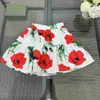 Popular baby clothes kids tracksuits girls dress two-piece set Size 110-160 CM Red flower and green leaf patterns T-shirt and short skirt 24Mar