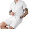 Tracksuits masculinos casual solto ajuste homens terno esporte outfit verão conjunto com decote em v camiseta larga perna shorts streetwear para
