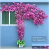 Faux Floral Greenery Bougainvillea sztuczny kwiat Rattan Zielone rośliny Zestaw Wedding Home Decor Bat Tłok układ ściany Inżynier ottyl