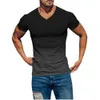 T-shirt corta estiva da uomo con stampa digitale sfumata slim fit con scollo a V