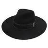 Chapéus de aba larga Bucket Chapéus 9,5 cm de largura clássico feminino Fedora chapéu unissex lã feltro chapéu britânico cinta jazz mens chapéu outono vintage vestido chapéu 24323