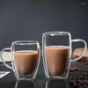 Tasses 150/250/350/450ml Double paroi en verre café isolé tasse en Borosilicate transparent avec poignée jus lait thé tasses pour cadeaux