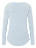 T-shirt surdimensionné à manches longues pour femme, haut ample, couleur unie, col en V, chemisier décontracté, basique, T-Shirts de sortie avec poche