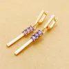 Dangle Earrings Women Long Stick Purple Natural Zircon 585 Rose Gold Luxury Fine Gift Casual Fashion Exclusive Jewelry