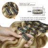 Extensions Doreen 120G Wavy Clip In Extensions Human Hair Machine Remy European Hair Clip Ins Body Wave Highlight Caramel Ombre Brown Color