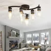 Ceiling Lights Black Light Fixture 6 Flush Mount Industrial Lamp With Clear Glass Shades (6-Light)