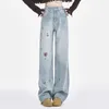 Jeans pour femmes Mode Vintage Denim Pantalon Femme Baggy Pantalon Taille Haute Fille Style Streetwear Lâche Droite Bleu Lavé Cargo