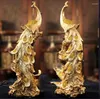 Dekorativa figurer Nordiska harts Phoenix Figurin Pure Golden Bird of Wonder Staty Modern djurskulptur Creative Ornament Home Office