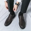 Обувь повседневная деловая кожа Oxford Men Men Woven Pattern Shoes gentleman Fashion Office Men Men Обувь обувь классическая мужская обувь бесплатная доставка