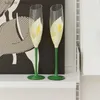 Bicchieri da vino Flauto medievale Coppa da champagne Calice Bicchiere di cristallo Fiori dipinti a mano Bocca obliqua Ragazza Bicchieri da vino dolce Tulipano Regalo di compleanno L240323