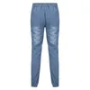 Jeans masculinos com zíper bolso homens moda jean casual cor pura calças magras calças masculinas calças jeans coreano para y2k