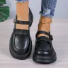 Pumps Black Patent Leather Mary Jane schoenen Dames enkel Buckle dikke hakken pumps vrouw 2023 herfst dik platform loafers schoenen dames