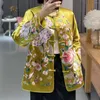 Ethnic Clothing High Quality Winter Coat O-Neck Peacock Embroidered Acetate Chinese Style Women's Single Breasted Vintage Cotton Jacket