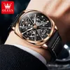 OLEVS 6685 Casual Tourbillon Fashion läderbälte Fashion Classic Watches For Men Automatic Mechanical 12 Hours Luxury Designer Write Watch