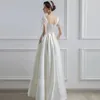 Robes de mariée en satin blanc pour la mariée formelle élégante manches bouffantes soirée invité longue robe d'été femmes robes formelles 240313