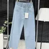 Nanyou högkvalitativ xiaoxiang broderi bantning rakt fit womens denim byxor korrekt version