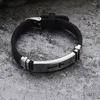 Charm Armbänder Silber Überzogenes Kreuz Edelstahl Armband Für Männer Schwarz Silikon Kette Schmuck Zubehör Punk Hohe Qualität