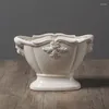 Vase European Classic Ceramics Vase Flower Pot French Vintage White Porcelain Carve Garden Decor Wide-MouthedNJ72301