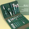 Kits Nouveau arc-en-ciel 1216 pièces ensemble de coupe-ongles en acier inoxydable coupe-ongles ensemble avec sac pliant manucure ciseaux maquillage outil de beauté