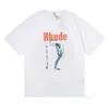 Designermode Kleidung T-Shirts Hip Hop T-Shirts Rhude Monaco mit Gold Helfen Sie der gequälten Göttin der Schönheit Trendiger Trend Locker sitzende Männer Frauen Streetwear TBGH