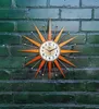 Wall 22 "Starburst George Nelson Style 1970s Gold Clock Vintage Modern