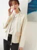 Women's Jackets Pocket Thickening Long Sleeved Sweater Knitting Cardigan Outside Pure Cashmere Female Short Coat