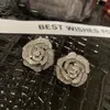Lovely pretty rose flower fashion designer stud earrings shiny diamond crystal zirconia earrings jewelry for woman girls