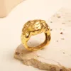 Vintage 14k Yellow Gold Twist Design Waterproof Charm Ring for Women Textured Striped Bumpy Finger Rings Jewelry 2024