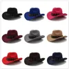 Wome Men Black Wool Chapeu Western Cowboy Hat紳士ジャズソンブレロホンブレキャップエレガントレディカウガールハット2ビッグサイズ240314