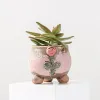 Plantadores Coreano Ins Mini Pintado Floret Cerâmica Suculenta Vaso de Flores Plantador Bonito Cor Verde Planta Polegar Vaso Casa Varanda Jardinagem