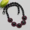 أقراط قلادة مجموعة GG Jewelry Natural Black Rice Pearl CZ Crystal Flower Bracelet مجموعات هدايا بسيطة