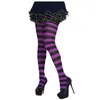 Frauen Socken Weihnachten Party Strumpfhosen Farbe Streifen Stil Hohe Taille Tasche Fuß Slim Fit Bequeme All-Match Basis Strumpfhosen