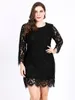 Plus size jurken kant feestjurk vrouw zomer lange mouw uitgehold bloemen sexy avond club bodycon korte mini