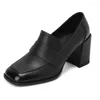 Модельные туфли, элегантные женские туфли на высоком каблуке 8 см из натуральной кожи SmallHut, весна 2024, черные, коричневые вечерние модные женские туфли-лодочки с квадратным носком