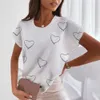 Koszulka damska 2023 Summer Fashion Feather Printed Damska T-shirt swobodne ubranie damskie O Duże krótkie rękodzie