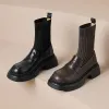 Laarzen Heihaian Spring Boots 2023 Autumn Winter Nieuwe Ronde hoofd Dikke Sokken Laarzen Retro -stijl Hong Kong Short Boots For Women