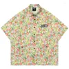 Mäns casual skjortor sommar män hawaiian knapp skjorta hip hop blommor tryck vintage hawaii strand blus streetwear mode aloha