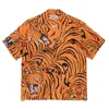 Chemises décontractées pour hommes WACKO MARIA Manches courtes Hommes Femme 1: 1 Qualité Tiger Motif Hawaii Beach Shirt Loose Tops Tee