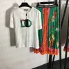 Fashion Casual Dress Two Piece Womens Designer T Shirts Tees High midje veckade kjolar Set Summer Vacation Tshirt