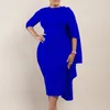 Casual Dresses Bodycon Sexy Elegant Fashion Cloak 3/4 Sleeves Slim Pencil Dress Female O-neck Collar Solid Office Lady Africa OL