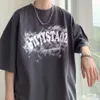 Camiseta de manga curta de verão para homens na moda rua americana solta e versátil meia parte superior coreana