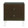 Iconic Home Naples Bedside Table with 2 Self Closing Drawers, Painted Acrylic Knob Legs, Modern Brown Color